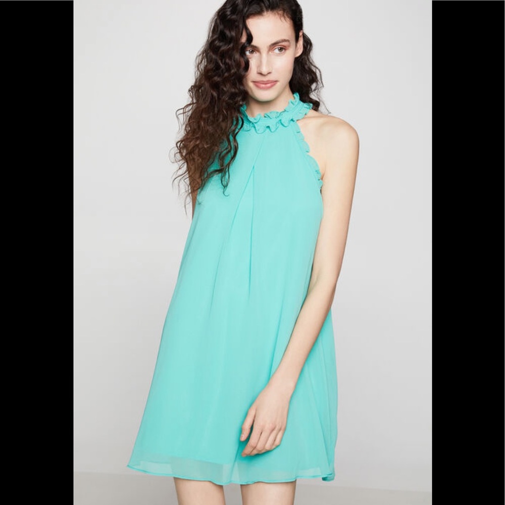 BCBGeneration Ruffle Neck Halter Dress